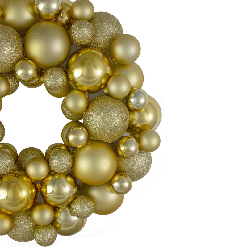Vegas Gold 3-Finish Shatterproof Ball Christmas Wreath  13-Inch