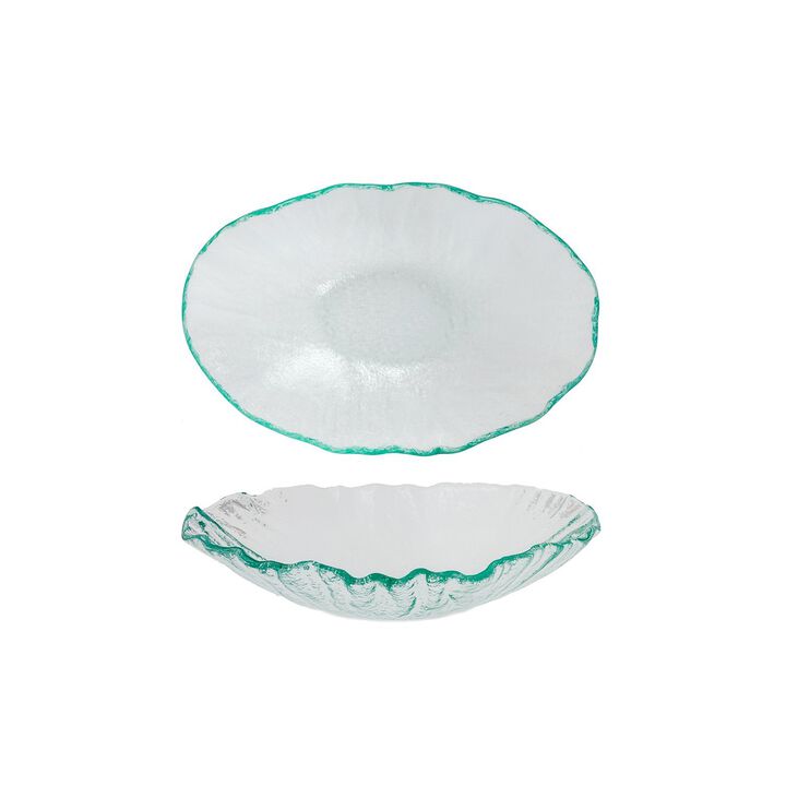 Glass Dinnerware 10.75" x 7" x h:3" 30 oz. Oval Clear Glass Deep Plate (Set of 2)