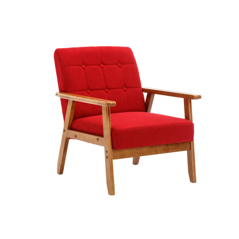 Accent Chairs Set Of 2 With Side Table, Mid Century Modern Accent Chair, Wood And Fabric