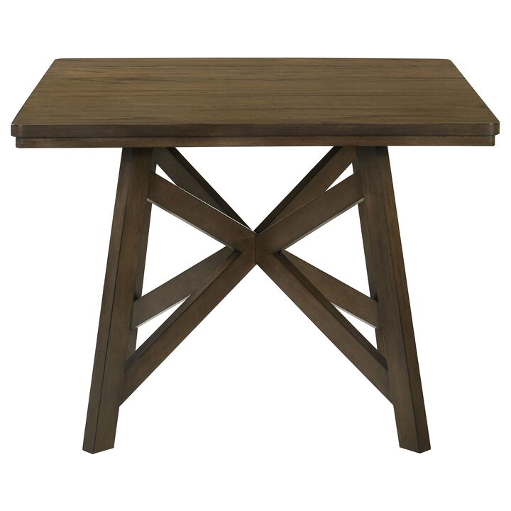Kana Counter Height Dining Table, Brown Wood, Square 47 Inch Top - Benzara