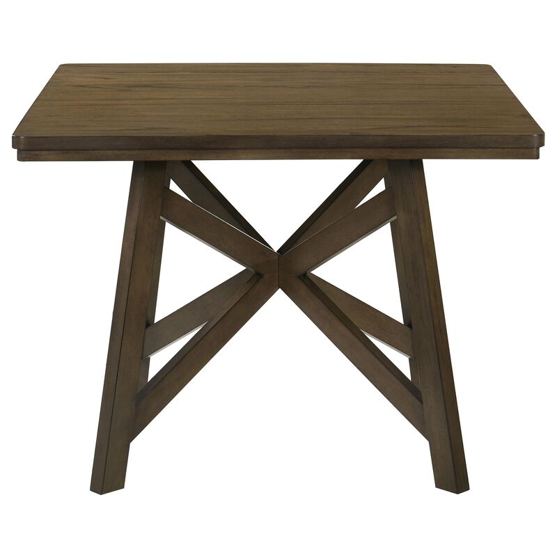 Kana Counter Height Dining Table, Brown Wood, Square 47 Inch Top - Benzara