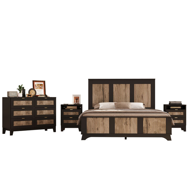 Merax 4-Pieces Bedroom Bed Sets