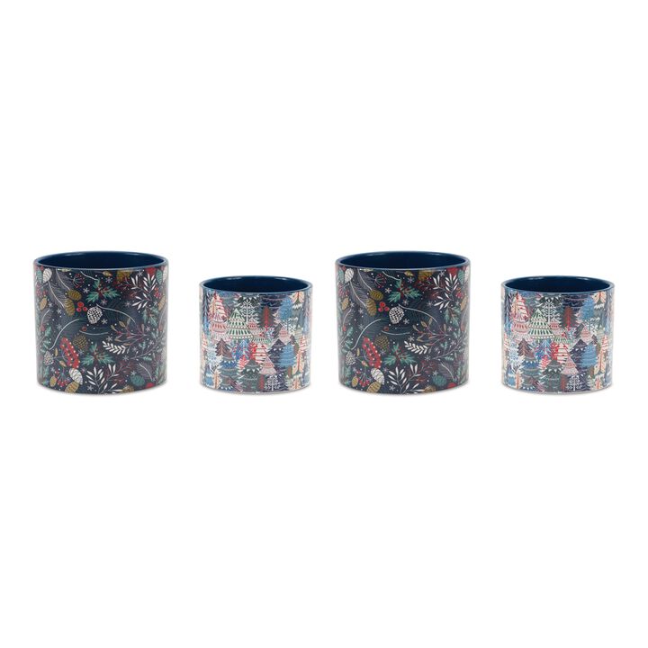 Berry And Pine Tree Holiday Planter (Set of 4)