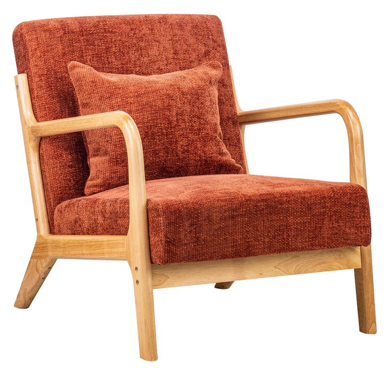 OHAMA Solid Wood and Corduroy Lounge Chair