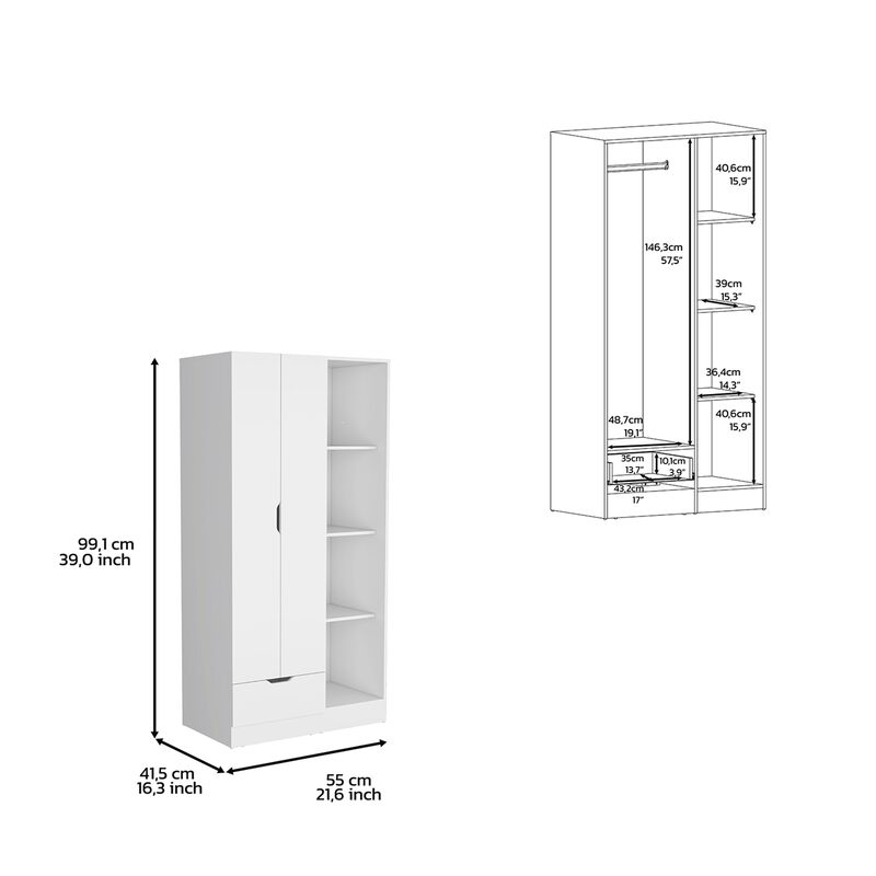 DEPOT E-SHOP Toccoa Armoire with 1-Drawer and 4-Tier Open Shelves