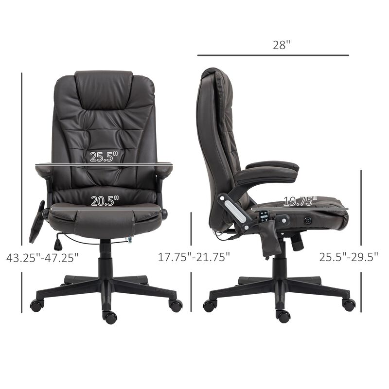 Dark Brown Heated Massage Chair: Reclining, 6 Vibration Points