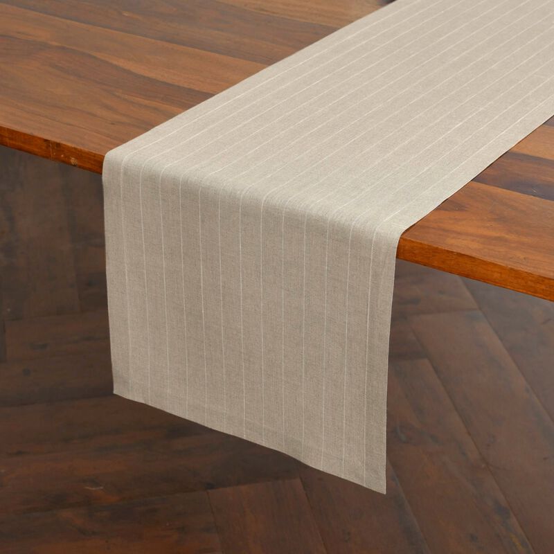 Solino Home 100% Pure Linen Table Runner | Pinstripe