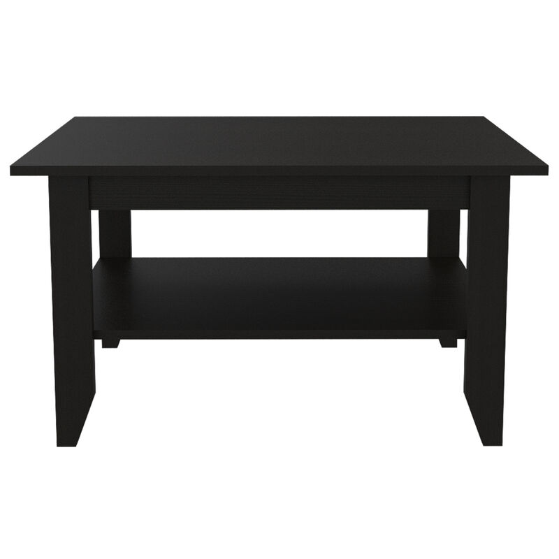 Essential Coffee Table, One Shelf, Four Legs - Black