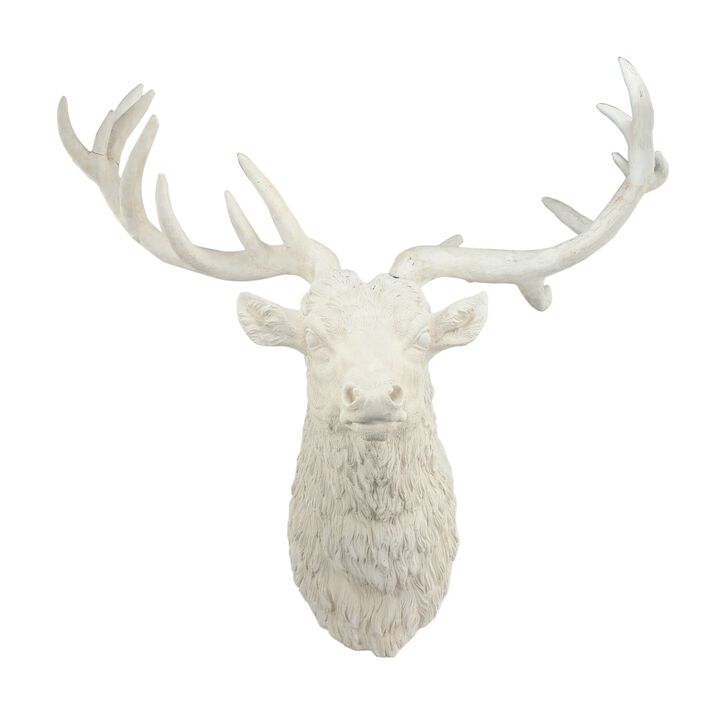 Magnesia Deer Head Wall Accent, White - Benzara