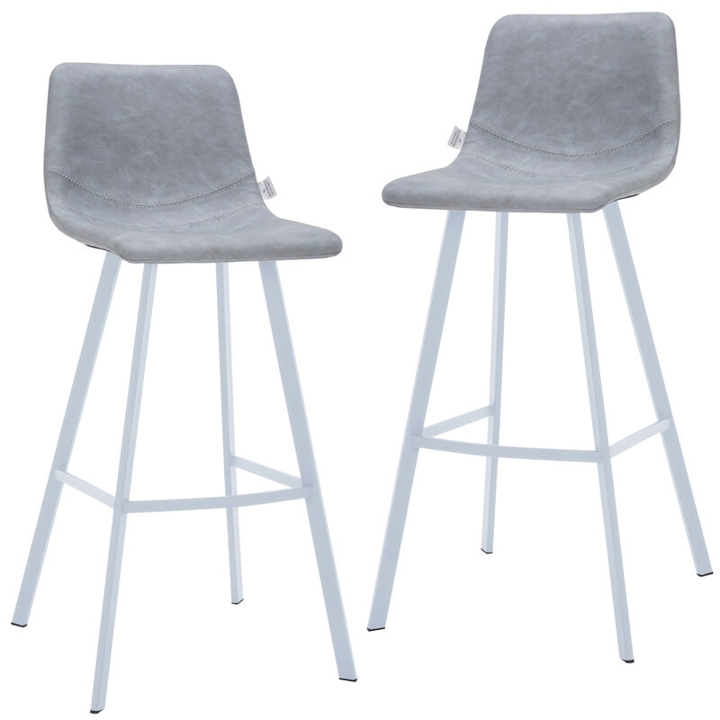 LeisureMod Elland Bar Stool – Modern White Base with Comfortable Padded Seat – Set of 2, Stylish and Durable