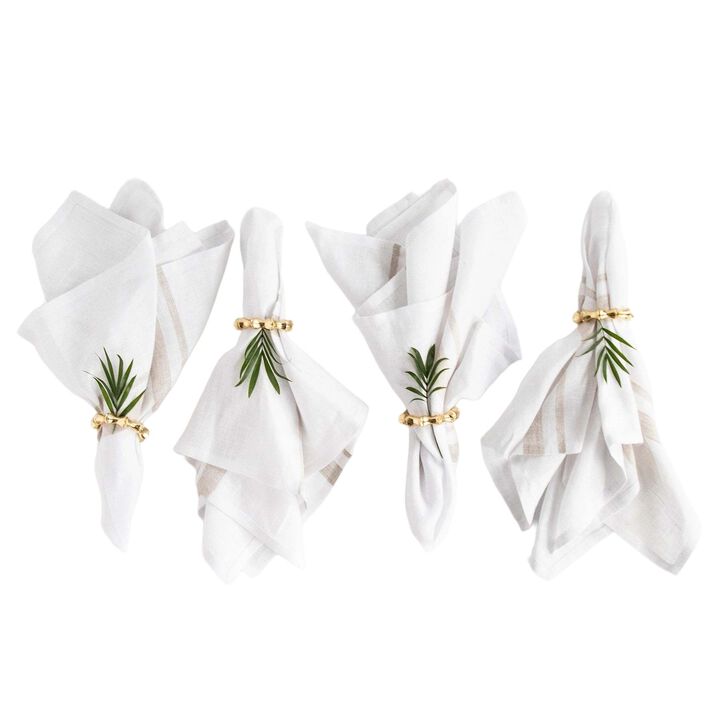 Solino Home 100% Pure Linen Cloth Napkins 20 x 20 Inch Set of 4 | French Stripe Dinner Napkins