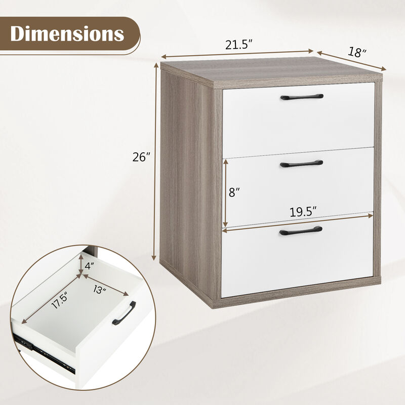 3 Slide-Out Drawer Modern Dresser with Wide Storage Space for Bedroom or Living Room Organization