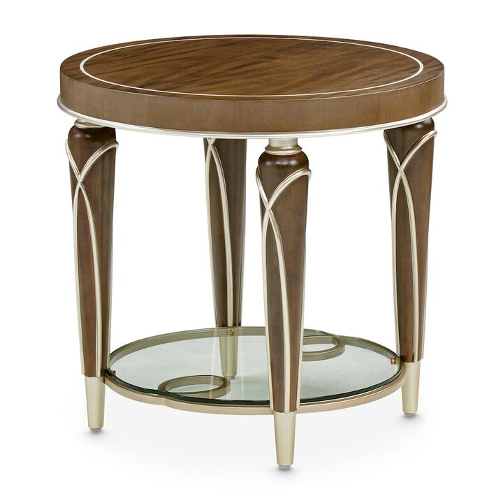 Michael Amini Villa Cherie End Table - Hazelnut