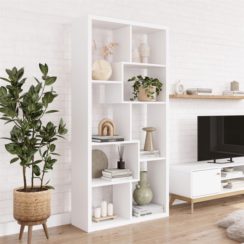 Leva Scandinavian Tall 7 Shelf Open Bookcase