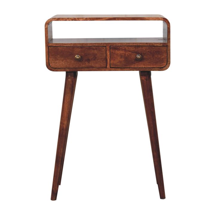 Artisan Furniture Solid Wood Mini Curved Honey Caramel Console Table