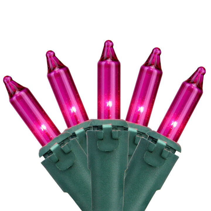100ct Pink Mini Christmas Lights - 34ft  Green Wire