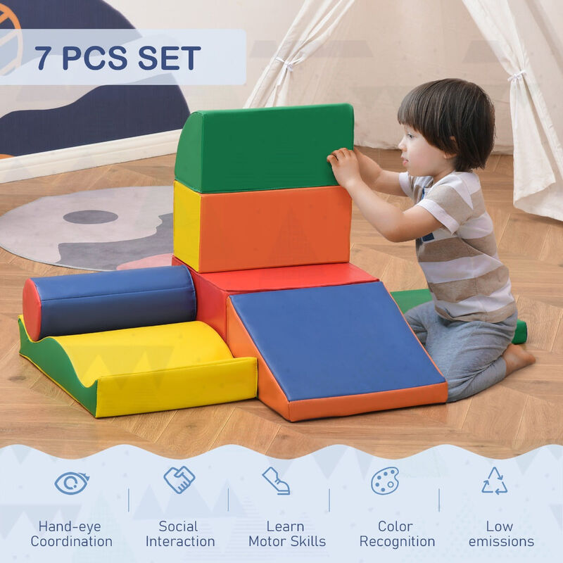 Kids' Play Set: 7-Piece Soft Foam Climb & Crawl Blocks