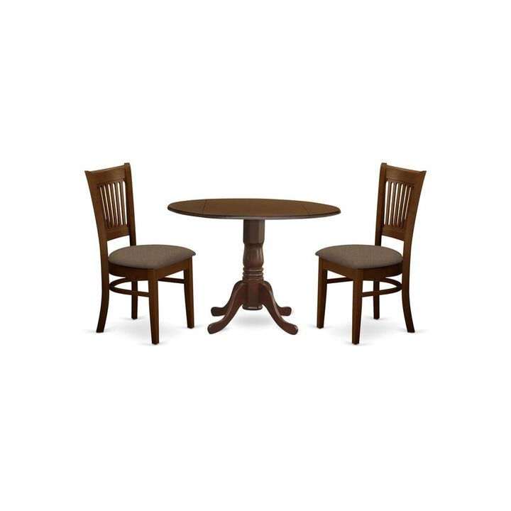 East West Furniture DLVA3-ESP-C 3 Pc2-drop-leaf Dining Table and 2 Dining Chairs