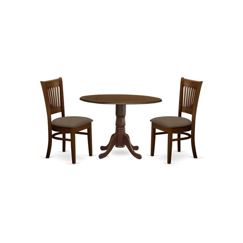 East West Furniture DLVA3-ESP-C 3 Pc2-drop-leaf Dining Table and 2 Dining Chairs
