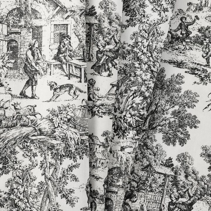Ellis Curtain Victoria Park Toile Precise Patterned High Quality Water Proof Bathroom Shower Curtain - 70 x 72" Black