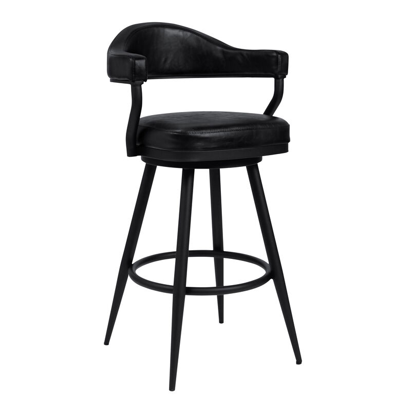 Vegan Faux Leather Counter Stool, Metal Legs- Benzara