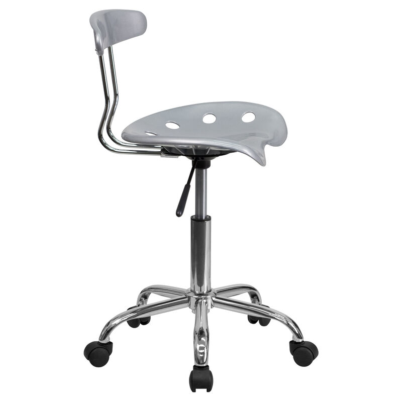 Elliott Vibrant Bright Blue and Chrome Swivel Task Office Chair with Tractor Seat