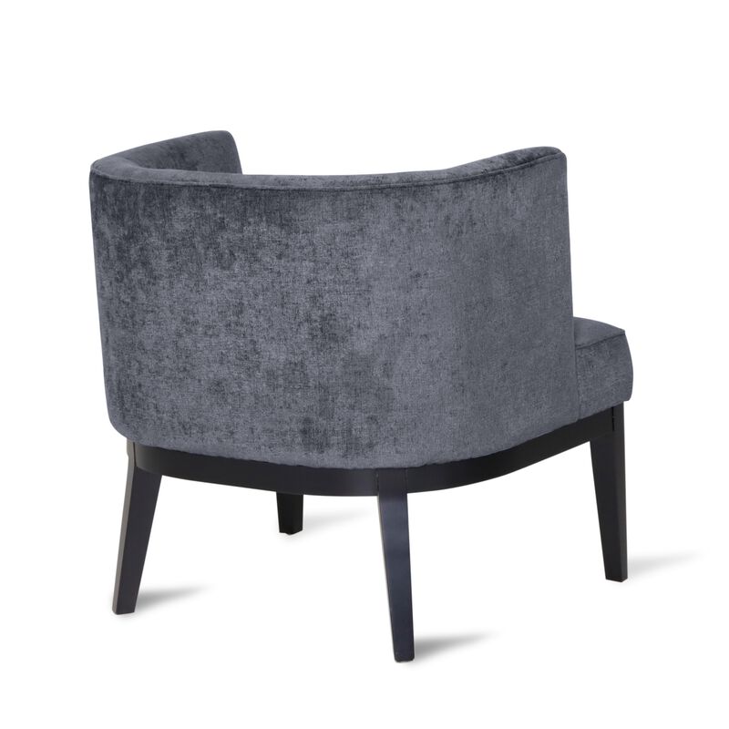 Addy Accent Chair, Black Rubberwood, Dark Gray Diamond Stitch Fabric - Benzara