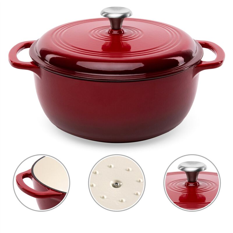 Enamel Cast Iron Dutch Oven for Kitchen Cooking and Baking