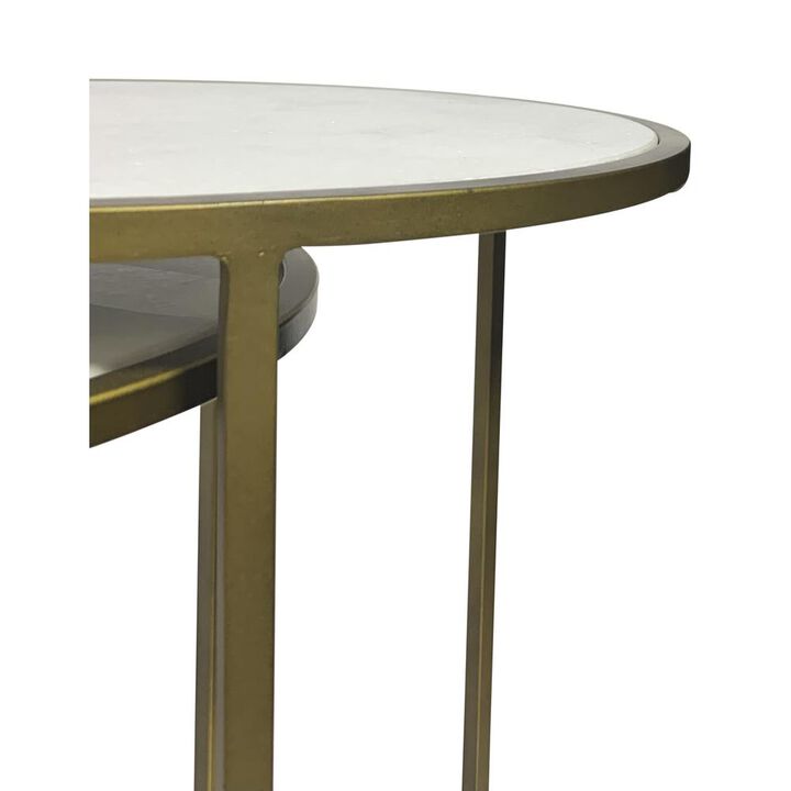 Carolina Living Serena Nesting Tables - White Marble - Industrial