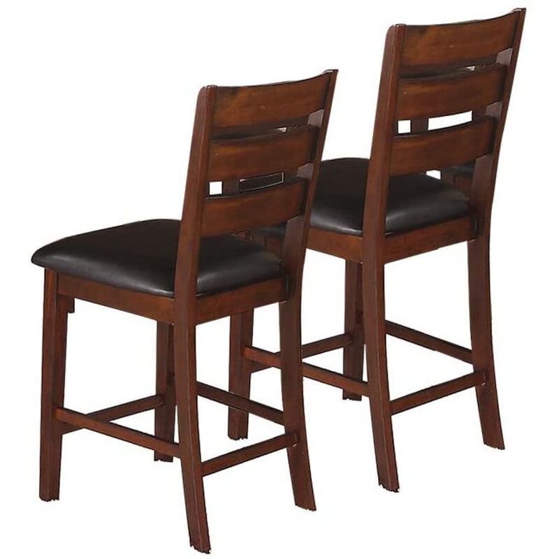 2 Antique Walnut Wood Counter Height Chairs