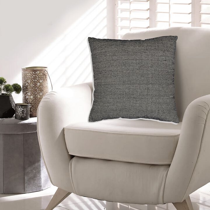 Throw Pillow Set of 4, 20 Inch, Cotton, Black White Stripes, Straight Edge -