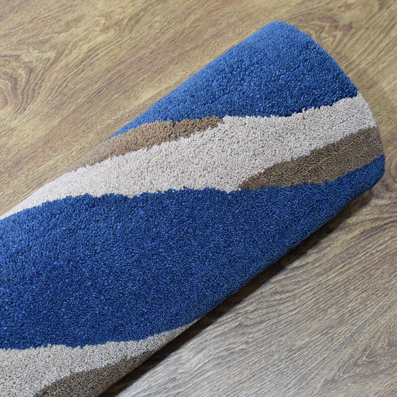 RUGSOTIC CARPETS HAND TUFTED WOOL ECO-FRIENDLY AREA RUGS  - 8'x8', Square Shape, Blue, Contemporary Modern Design, High Pile Thick Handmade Anti Skid Area Rugs for Living Room, Bed Room (K00264)