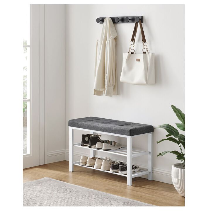 3-Tier Shoe Bench with Foam Padded Seat - Entryway Storage Organizer