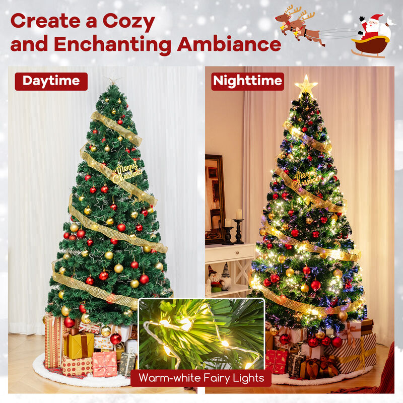 Pre-Lit Artificial Xmas Tree with Top Star and Branch Tips