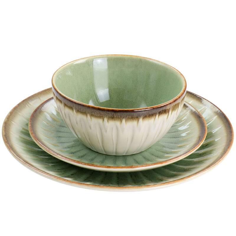 Gibson Elite Mayfair Bay 12 Piece Stoneware Dinnerware Set in Green