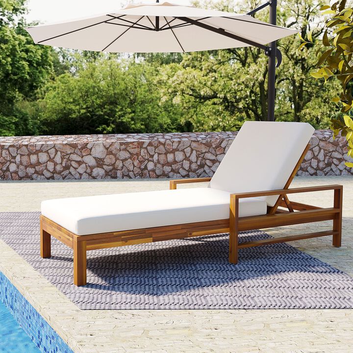 Mondawe Outdoor Patio Lounge Chair,3-Position Adjustable Backrest With Foam Cushion Lounge Chair