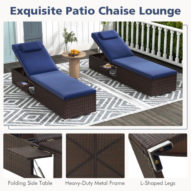 Hivvago Patio Chaise Lounge Set of 2 with Backrest Seat Cushion and Headrest