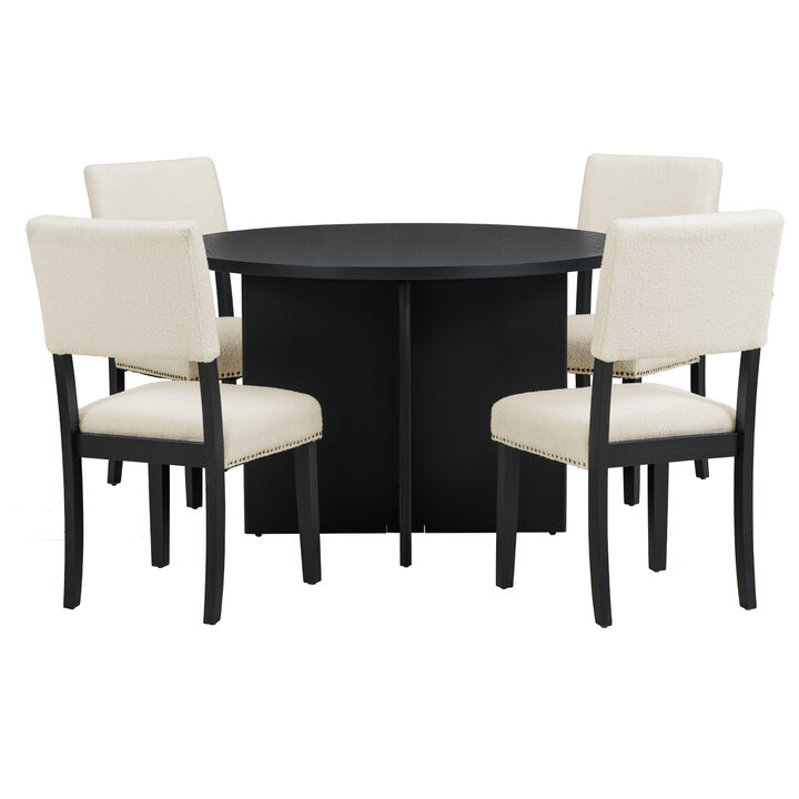 Modern 5-Piece Round Dining Table Set