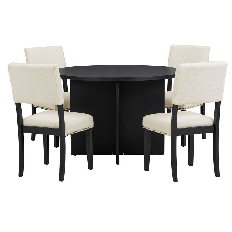 Modern 5-Piece Round Dining Table Set