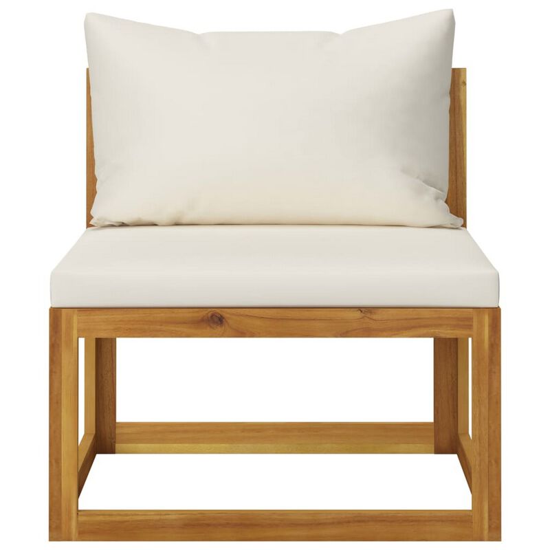 2pc Outdoor Chair and Table Set, Square Top, Brown Acacia Wood, White - Benzara
