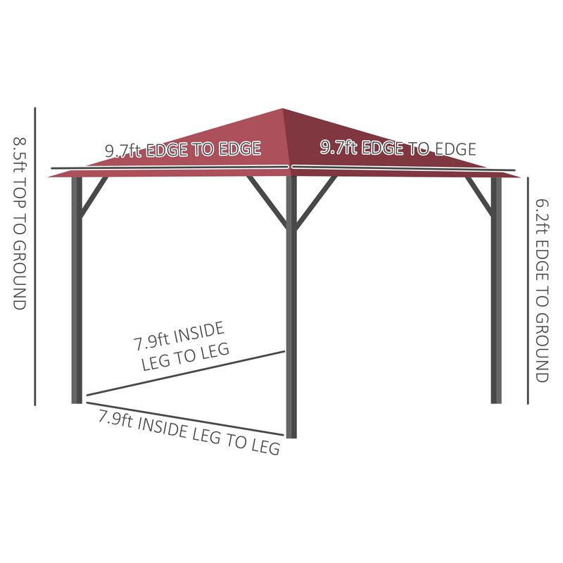 Wine Red Outdoor Haven: 10x10 Aluminum Gazebo with Vented Canopy