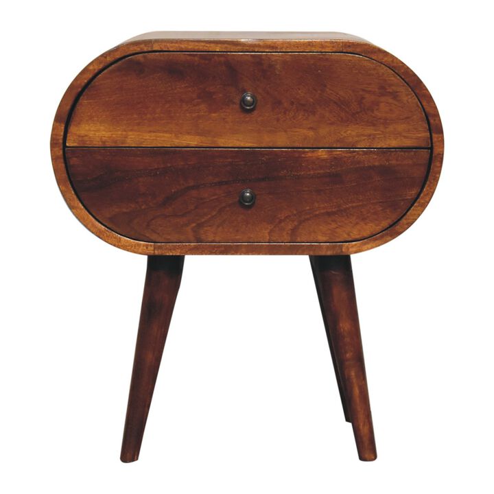 Artisan Furniture Solid Wood Large Chestnut Circular Bedside