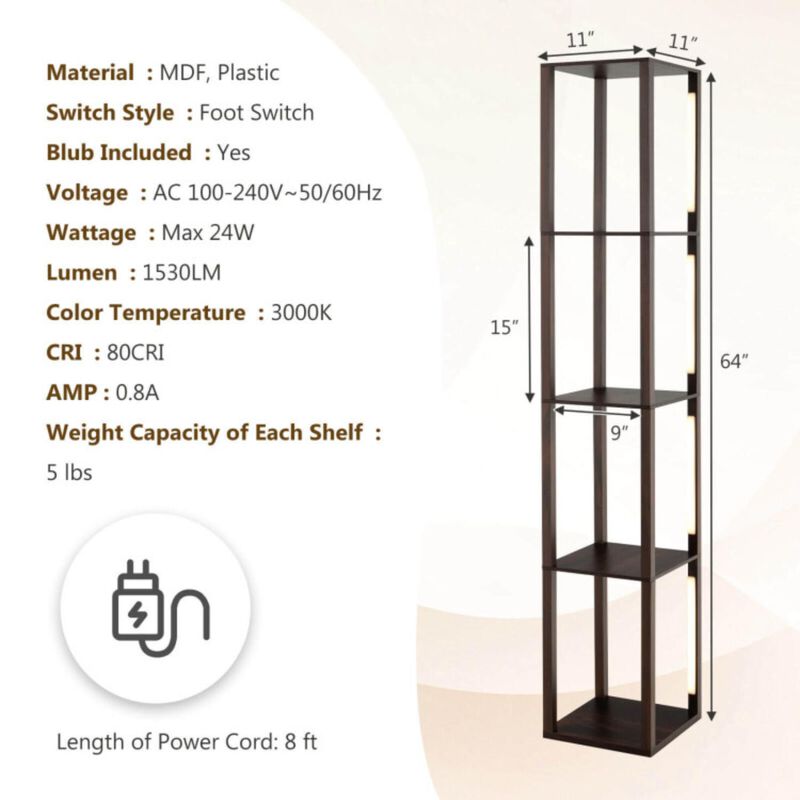 Hivvago 64 Inches Floor Lamp with 3-Level Dimmable LED Bulbs and Rotatable LED Poles