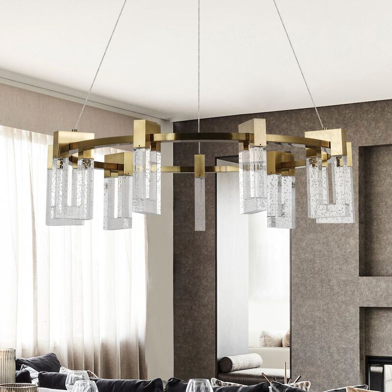 VONN Lighting 9-Light Pendant Lighting Height Adjustable Integrated LED Circular Chandelier