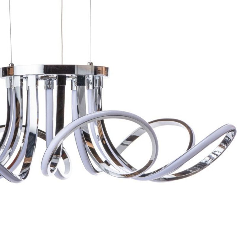6 Petal Flower Chandelier Chrome Metal Integrated LED Dimmable