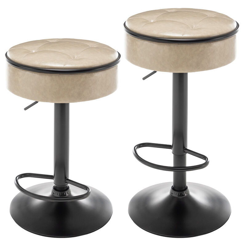 Comfortable Swivel Counter Height Bar Stool with Adjustable Height and Storage