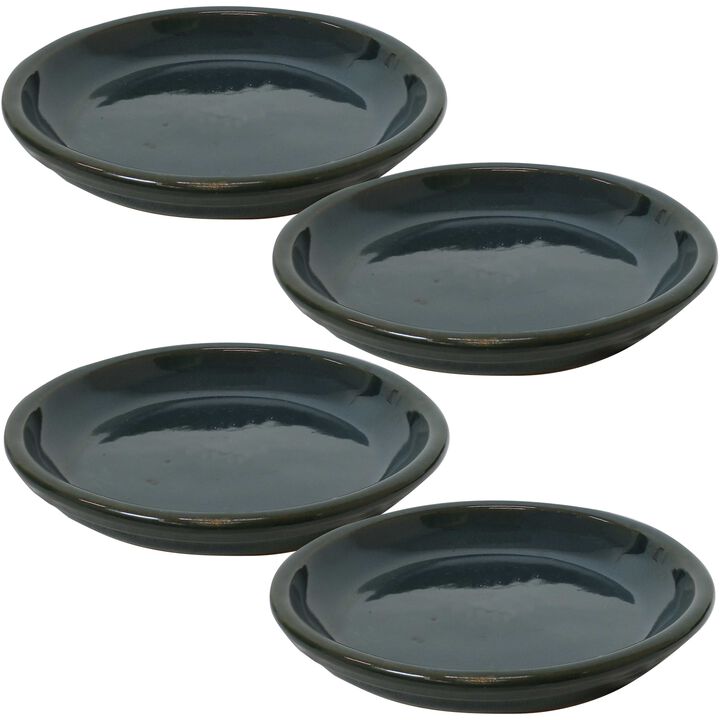 Sunnydaze Glazed Ceramic Flower Pot/Plant Saucer - Set of 4