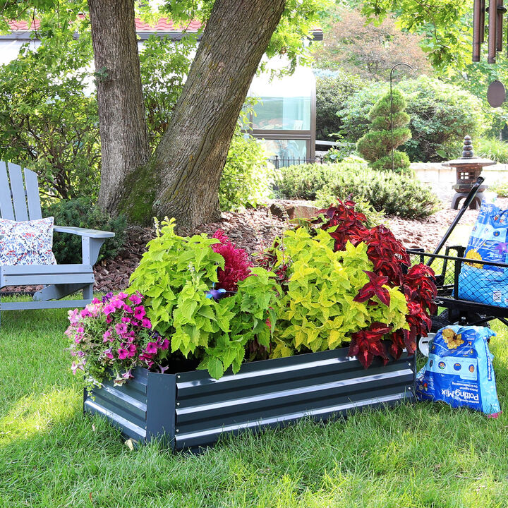 Sunnydaze Galvanized Steel Rectangle Raised Garden Bed