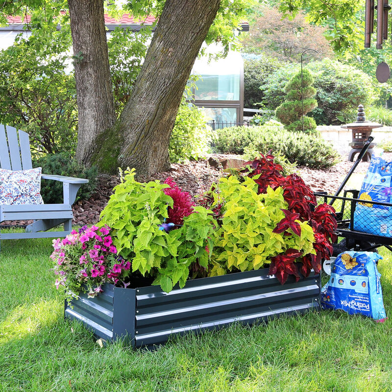 Sunnydaze Galvanized Steel Rectangle Raised Garden Bed