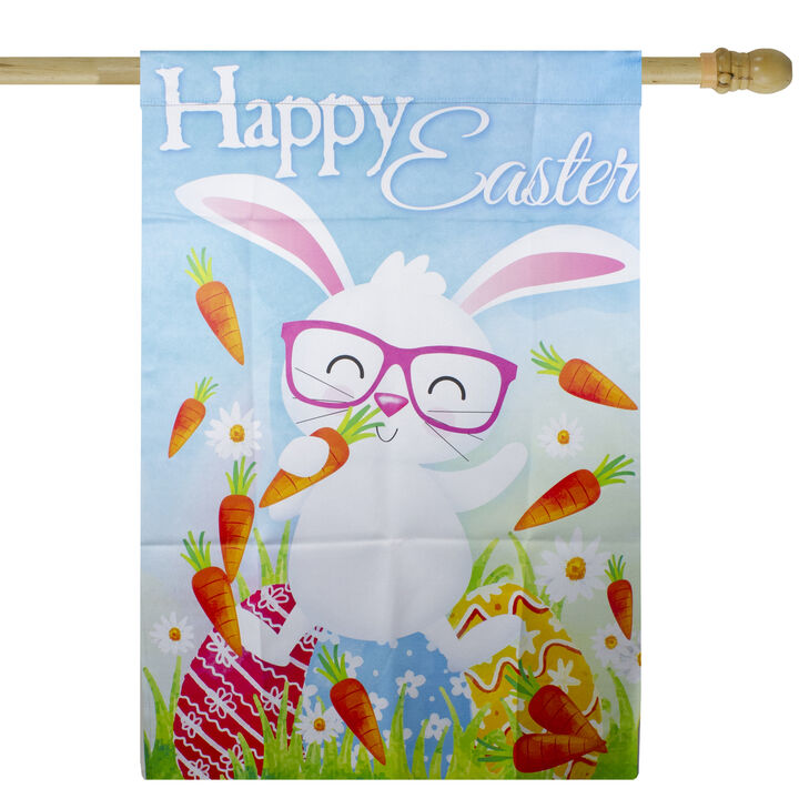 Happy Easter Bunny with Carrots Outdoor House Flag 28" x 40"